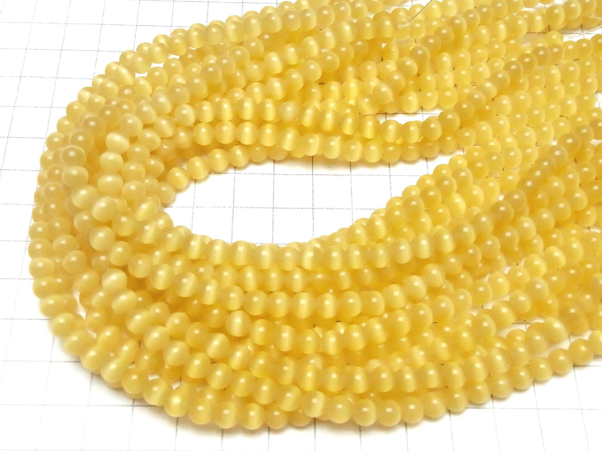 黃色貓眼石圓珠 6mm 1串(約14英吋/34公分)