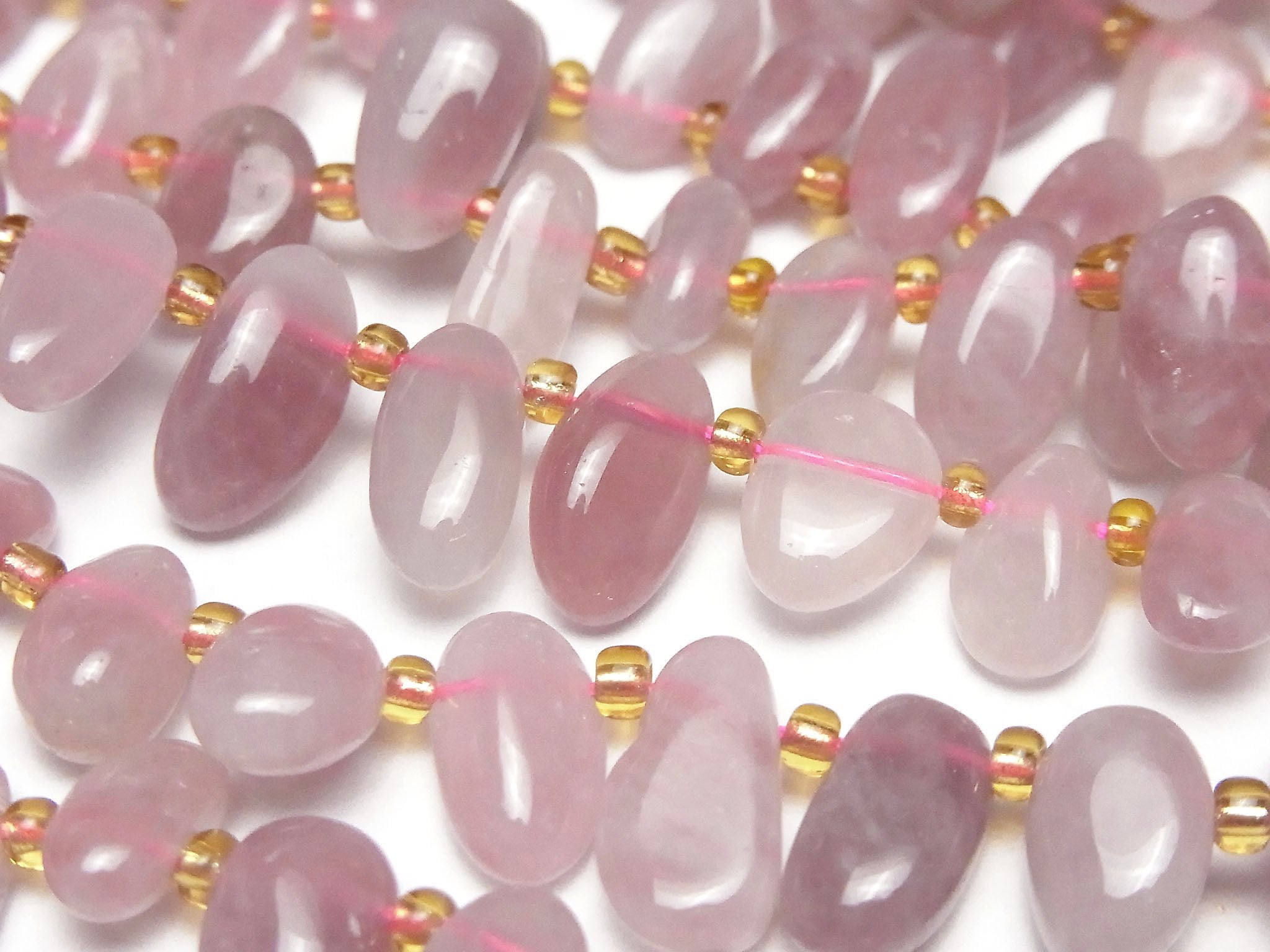 Deep Rose Quartz AA++ Nugget Top Side Drilled Hole 1strand beads (aprx.15inch/36cm)