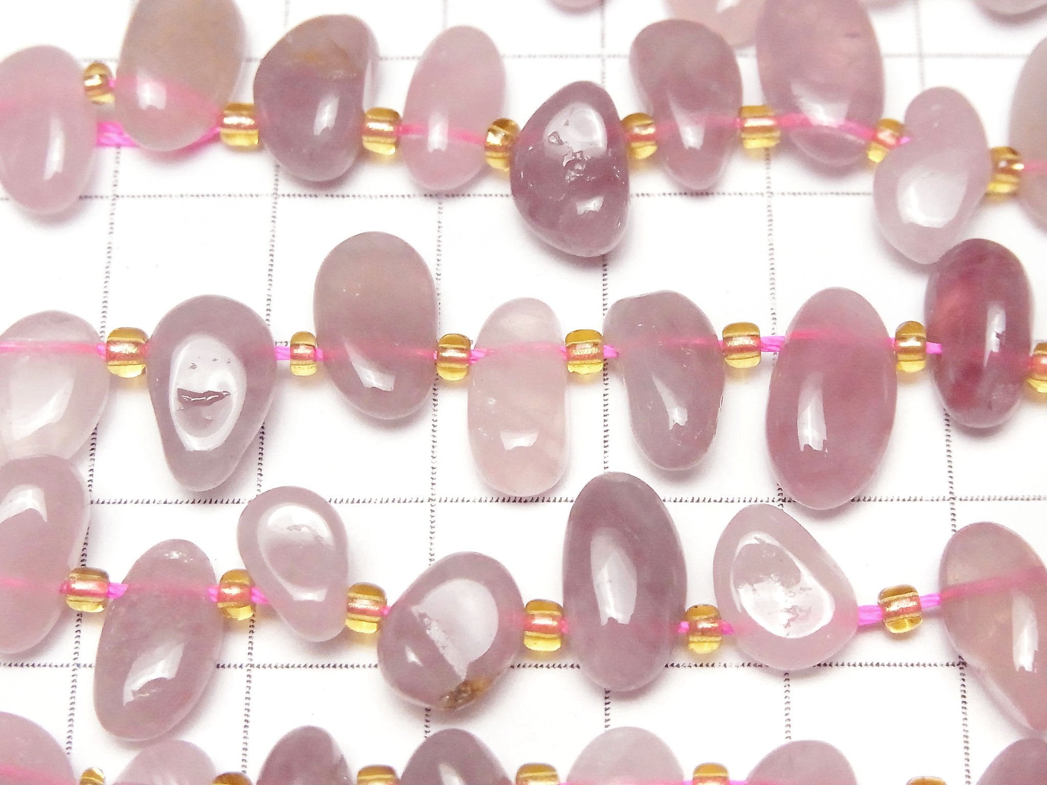 Deep Rose Quartz AA++ Nugget Top Side Drilled Hole 1strand beads (aprx.15inch/36cm)