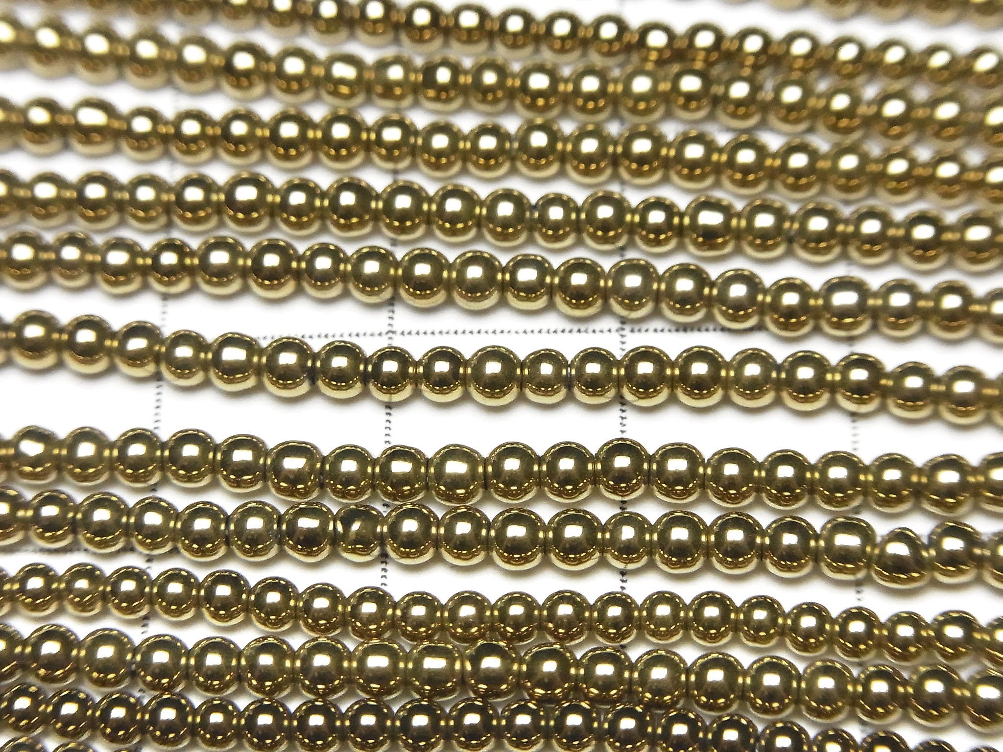 Hematite Round 2mm gold coated 1strand beads (aprx.15inch/38cm)