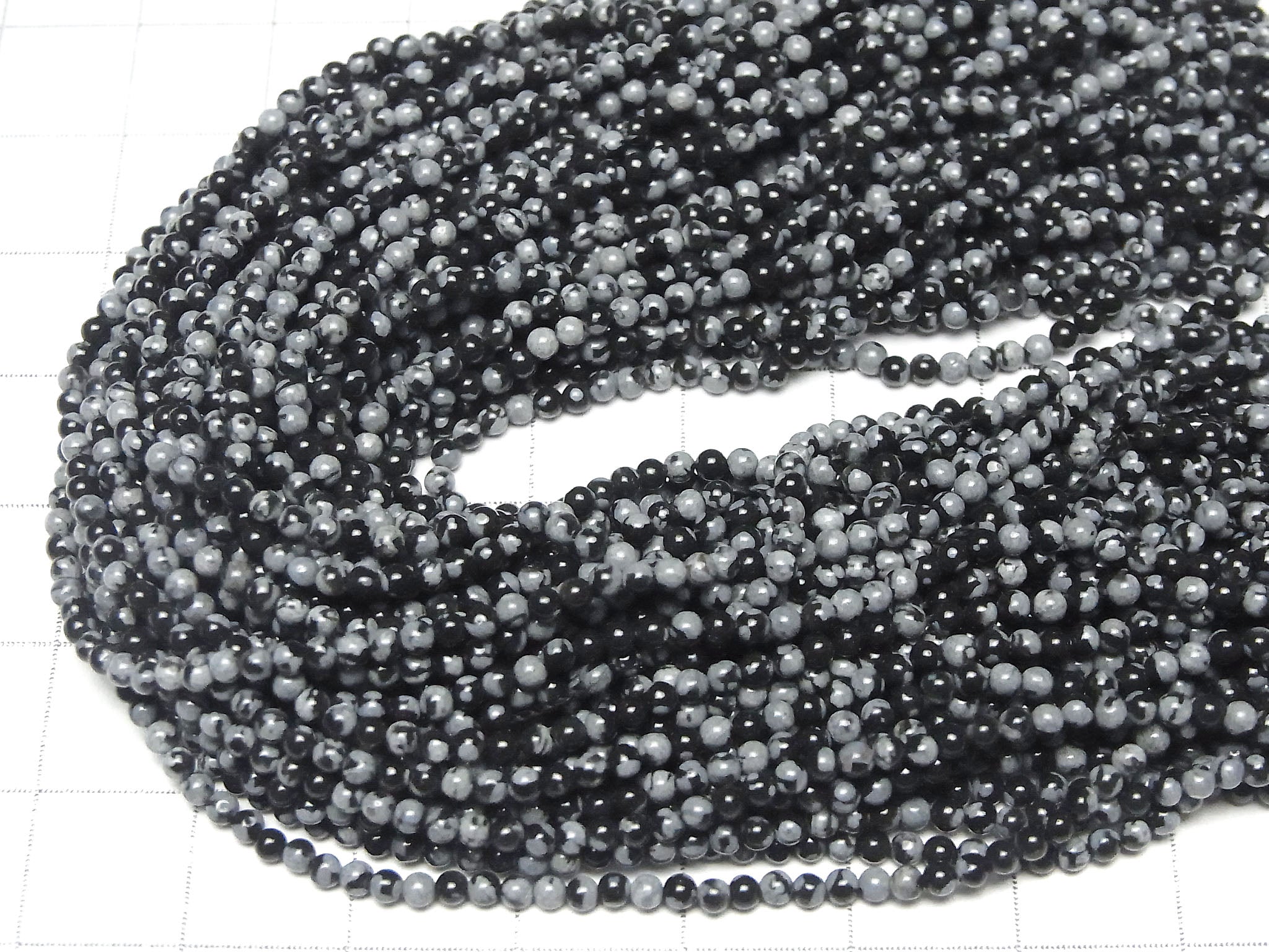 1 fil 4,79 $ ! Perles rondes en Obsidienne Flocon de Neige 2 mm 1 fil (environ 38 cm)