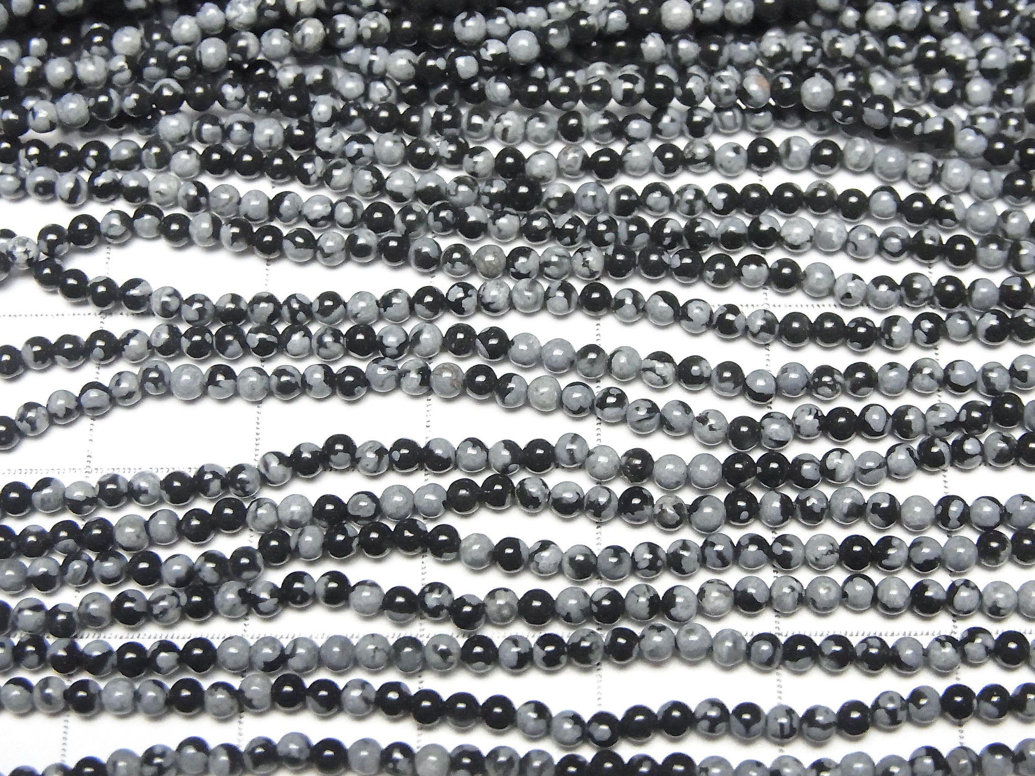 1 fil 4,79 $ ! Perles rondes en Obsidienne Flocon de Neige 2 mm 1 fil (environ 38 cm)