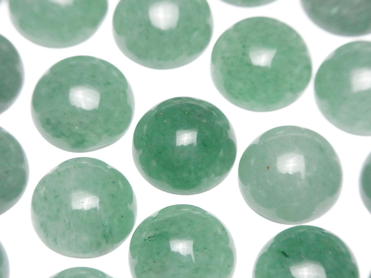 Grüner Aventurin runder Cabochon 12 x 12 mm 2 Stück