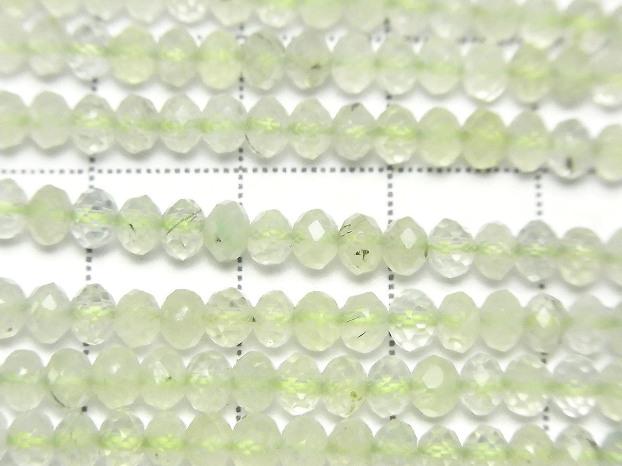 High Quality! Prehnite AA++ Faceted Button Rondelle 4x4x2.5mm 1strand beads (aprx.15inch/37cm)