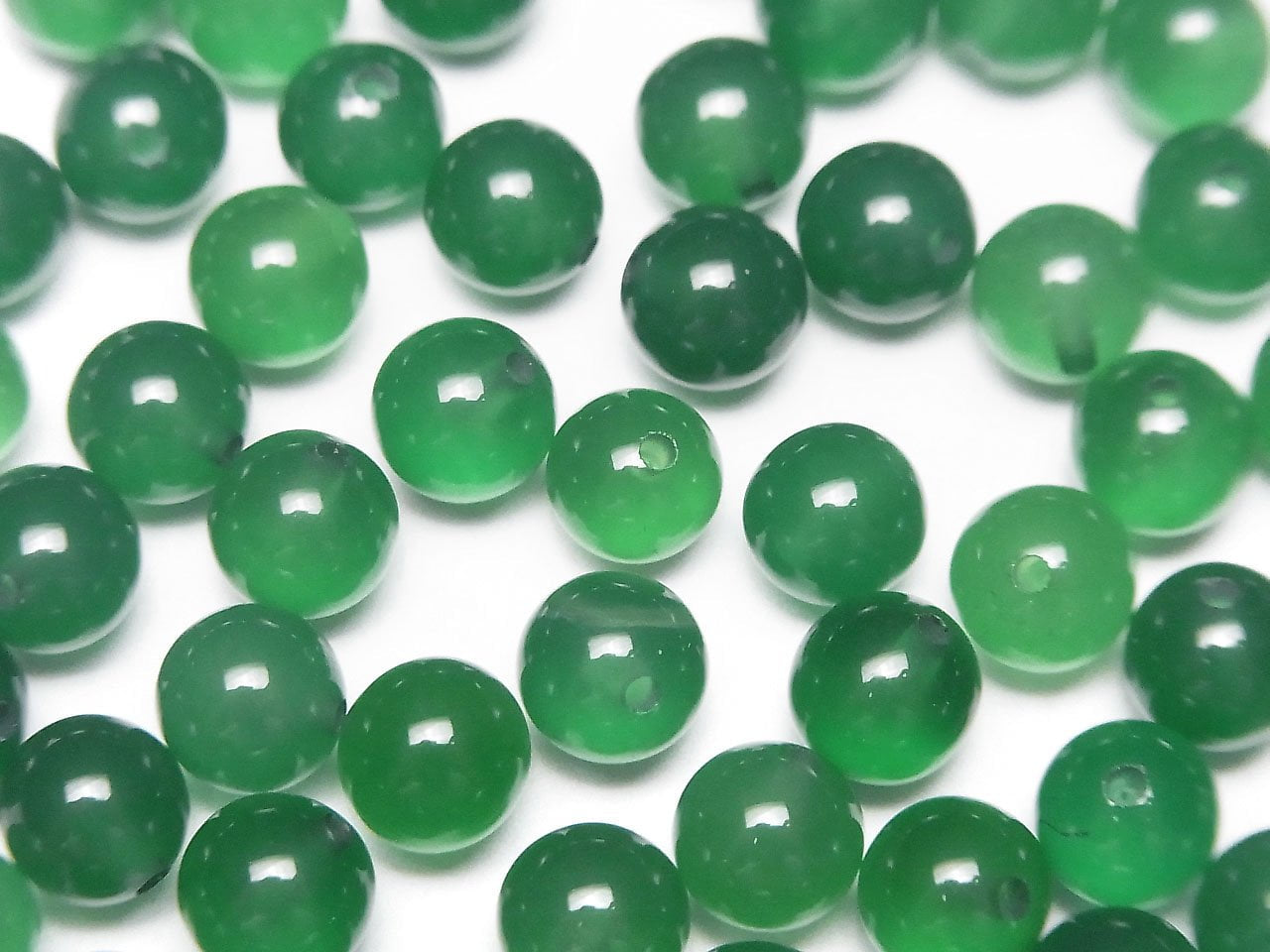 Onyx Vert AAA Demi-percé Rond 6mm 10 pièces