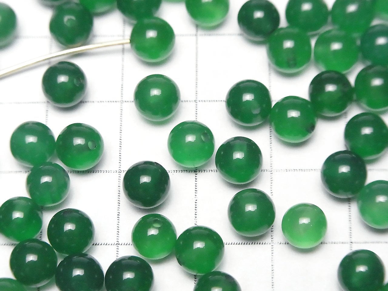 Onyx Vert AAA Demi-percé Rond 6mm 10 pièces