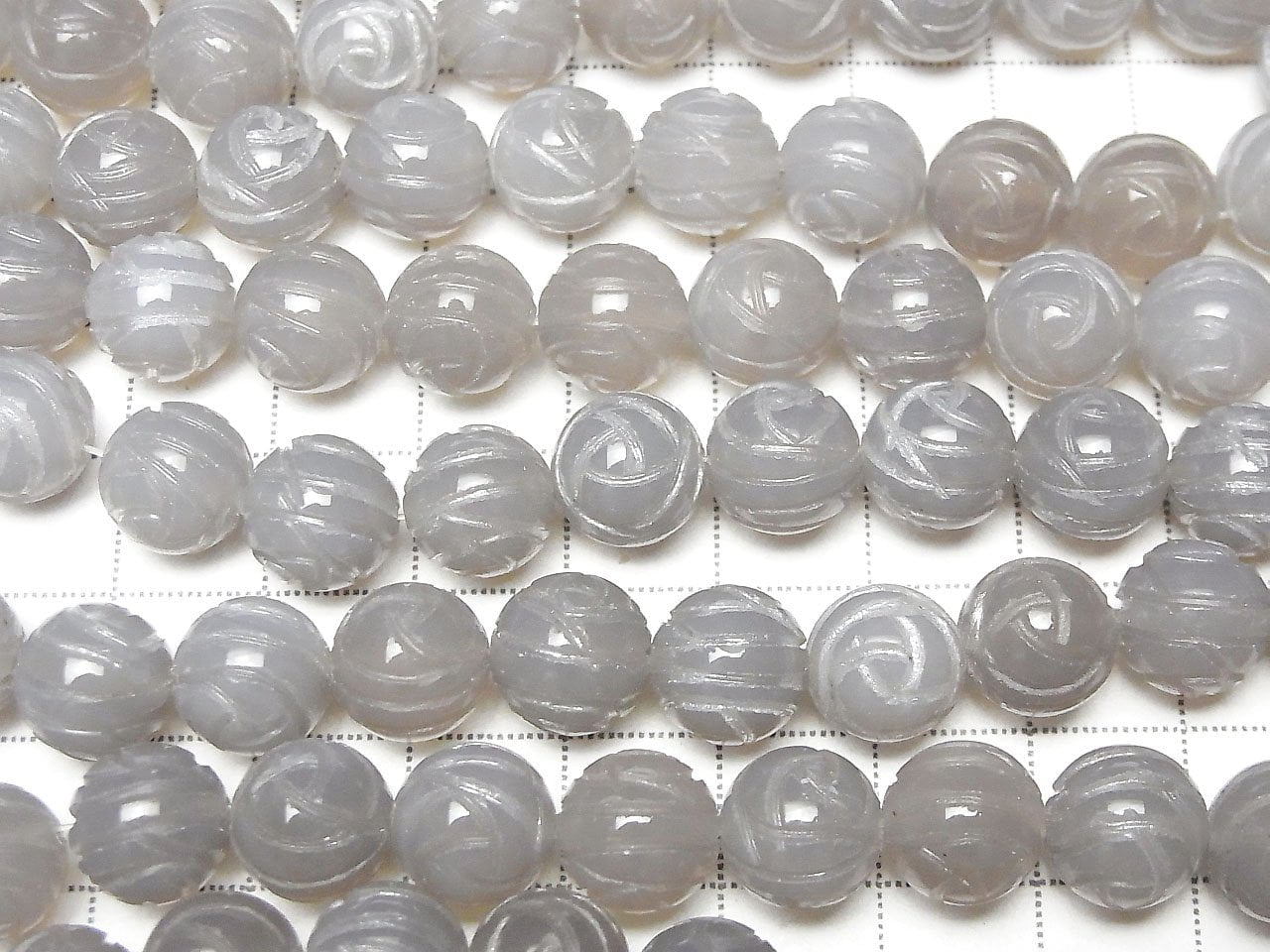 Onyx Gris AAA Rond Taille Rose 10 mm perles demi-fil ou 1 fil (env. 14 pouces / 35 cm)