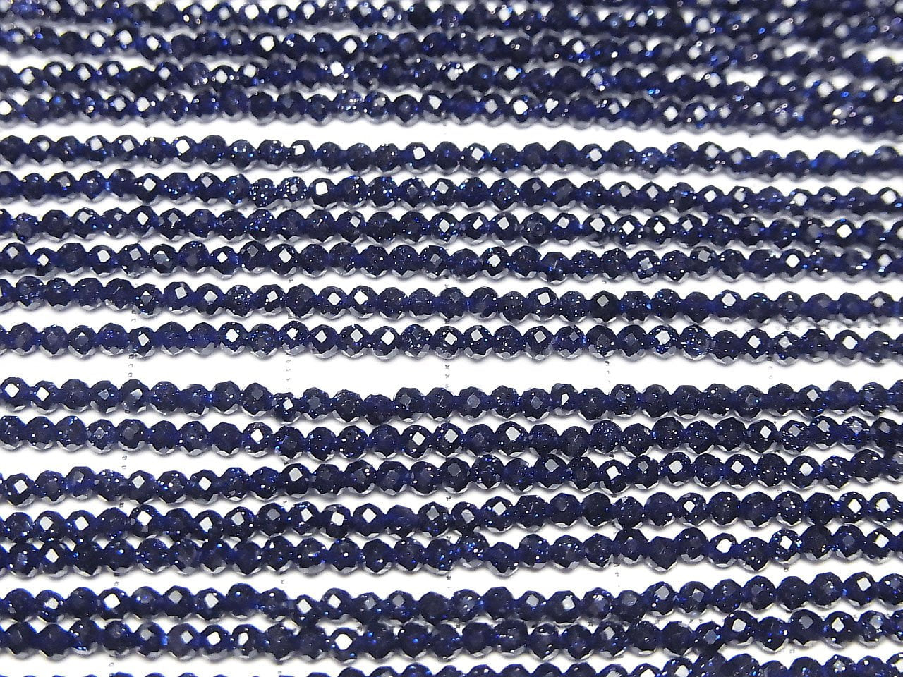 Haute qualité ! 2pcs 5,79 $ ! Perles 1 fil (environ 15 pouces/37 cm) rondes à facettes 2 mm en pierre de sable doré bleue