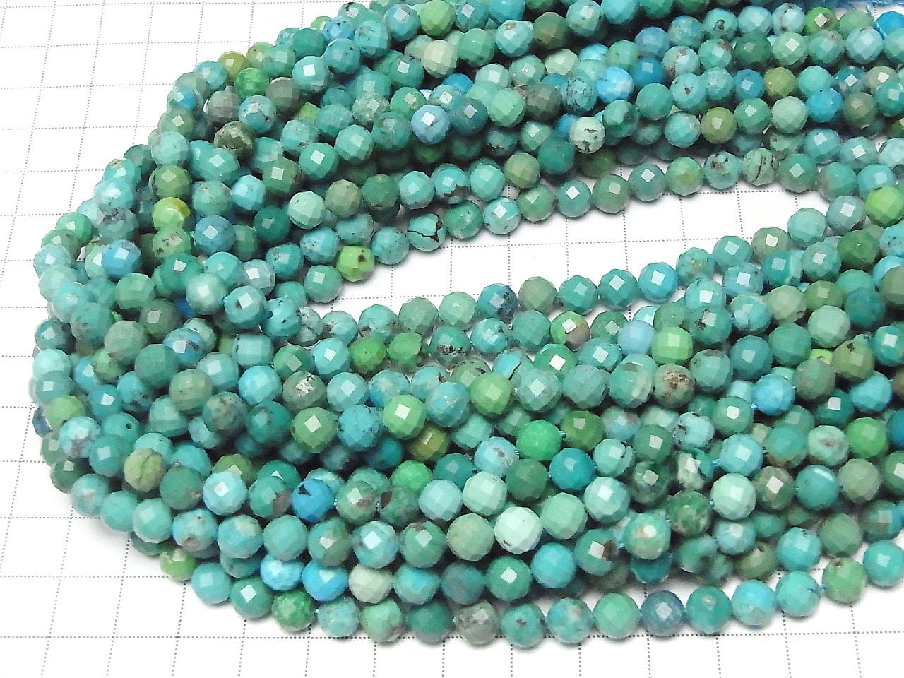 Haute qualité ! Turquoise AA++ Perles rondes à 64 facettes de 6 mm, demi-fil ou 1 fil (environ 36 cm)