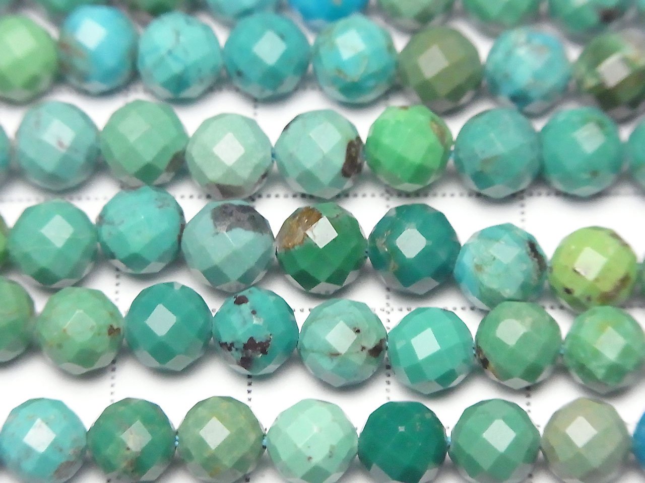 Haute qualité ! Turquoise AA++ Perles rondes à 64 facettes de 6 mm, demi-fil ou 1 fil (environ 36 cm)