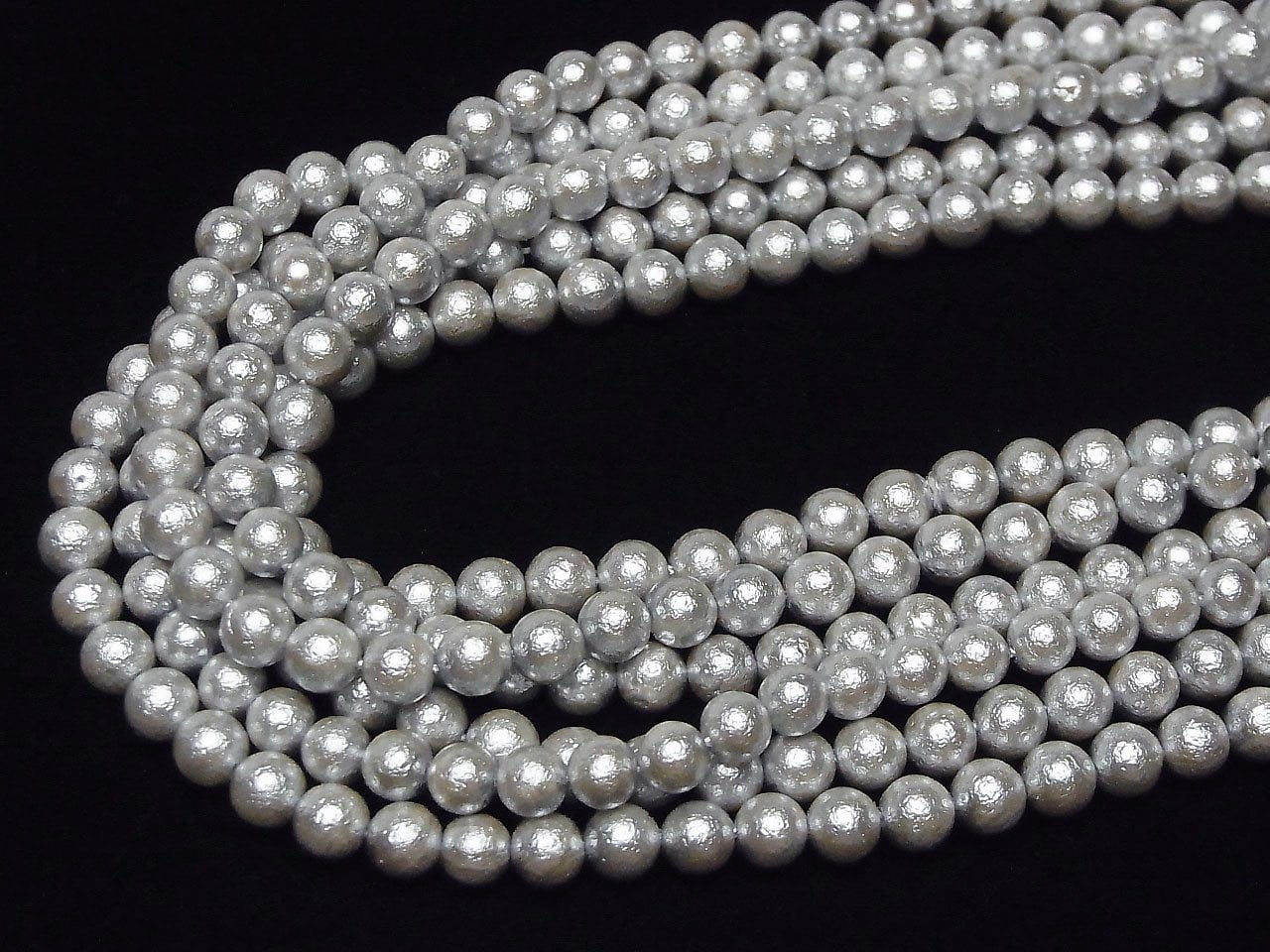 Perle coquille (Perle de sucre) Argent Rond 6mm 1fil de perles (env.15inch/38cm)