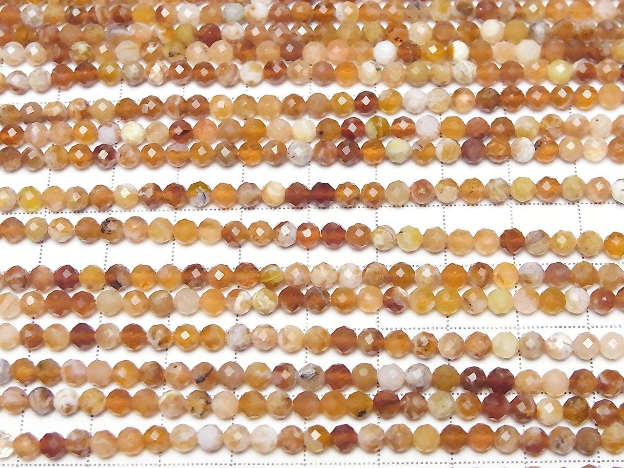 De haute qualité ! Perles rondes facettées en opale brandy de 4 mm, 1 fil (environ 15 pouces / 37 cm)