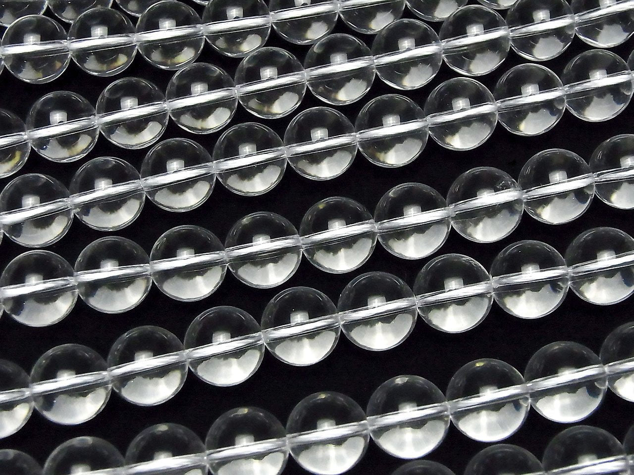 Quartz Cristal (Quartz Synthétique) AAA Rond 12mm en demi ou 1 fil de perles (environ 15 pouces/36 cm)