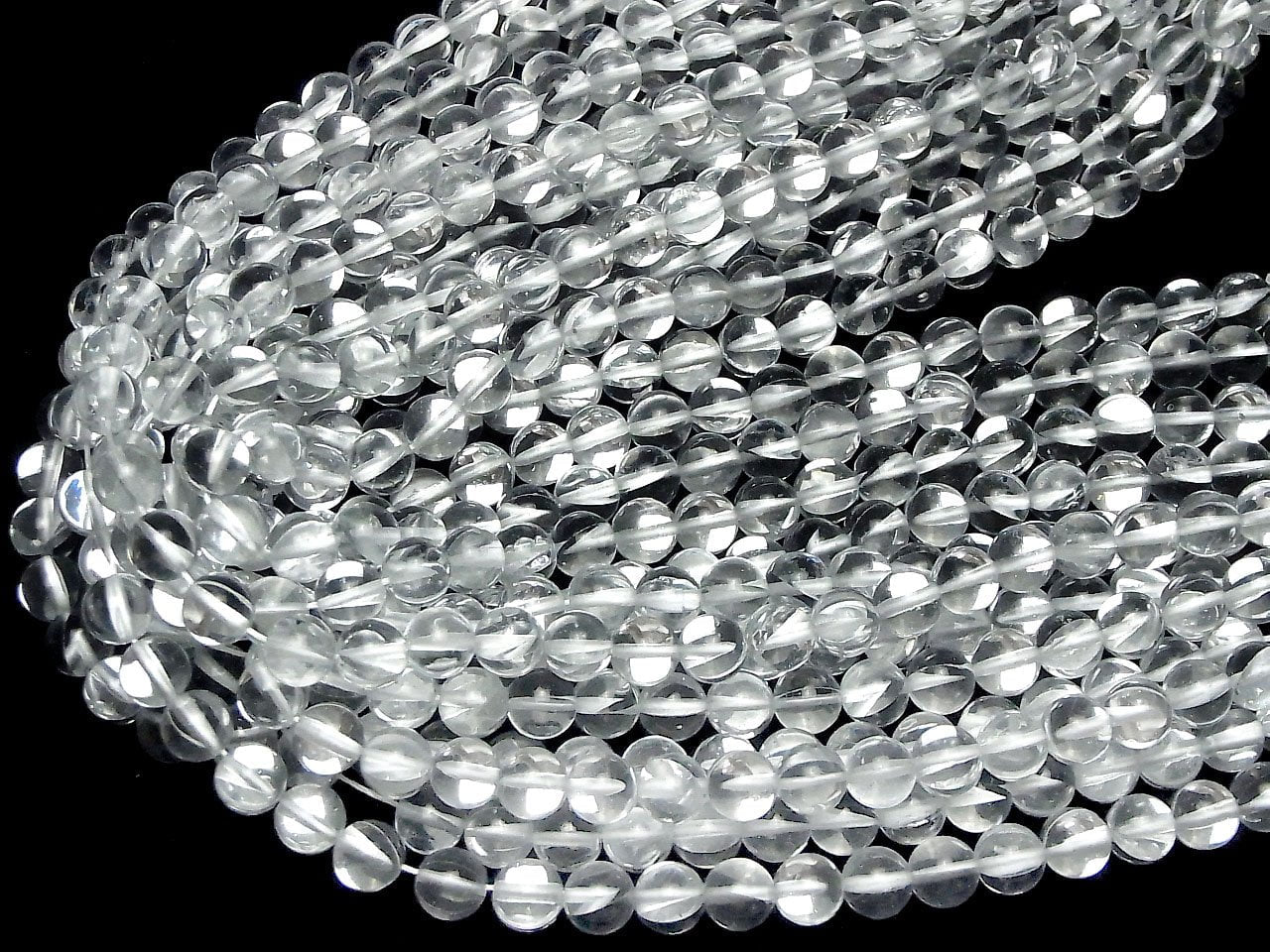Silber Luna Flash Runde 8mm 1strang Perlen (ca. 14 Zoll / 35 cm)