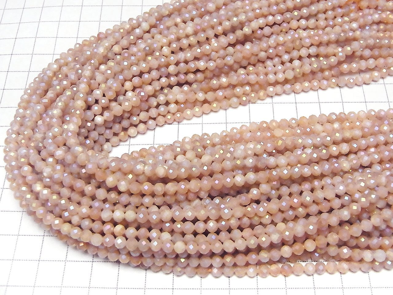 Haute Qualité ! Pierre de Lune Orange AA++ Ronde Facettée 4mm (environ 15 pouces/36cm) sur un fil