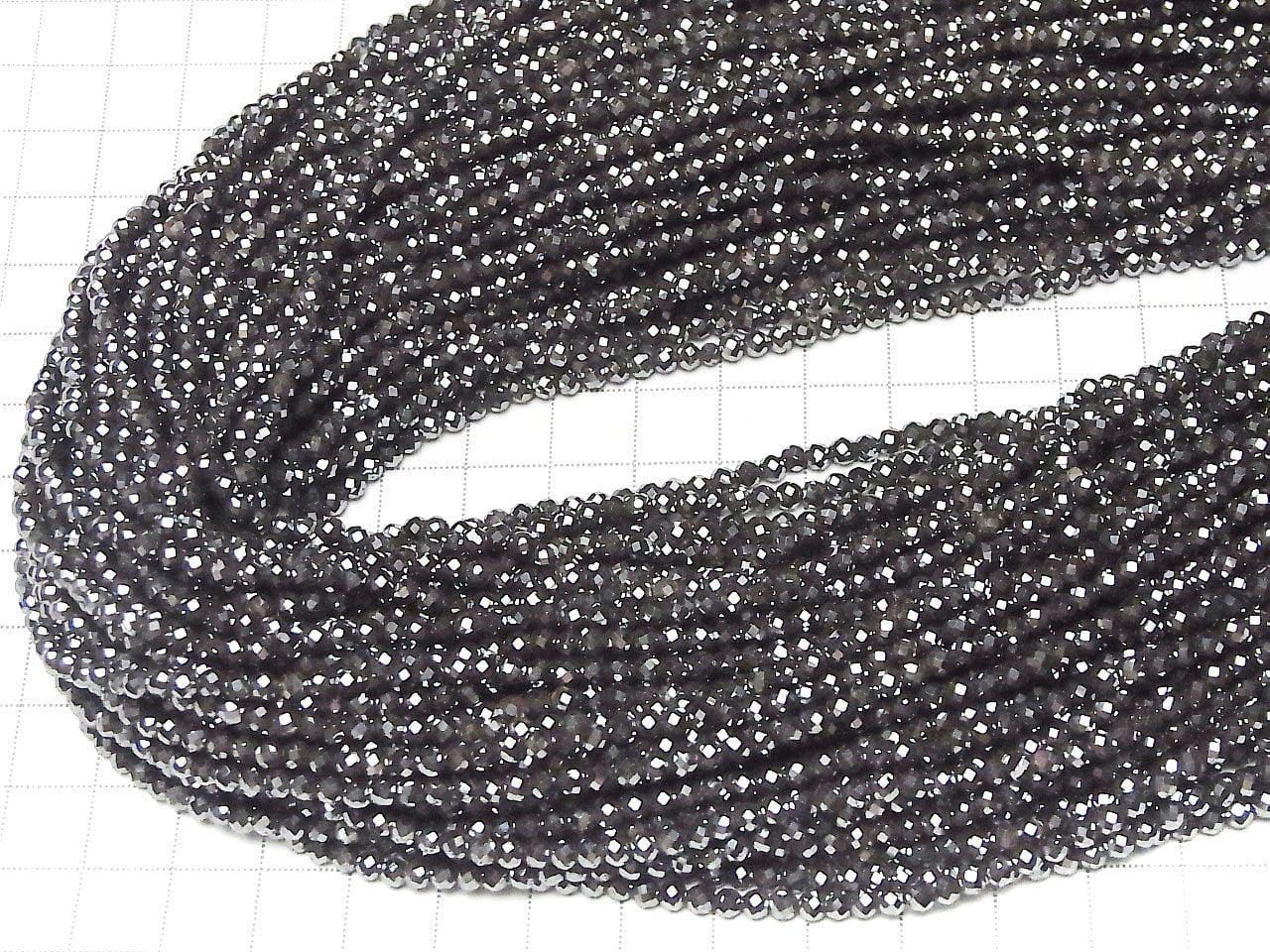 2 Stück $6.79! Hochwertig! Hämatit Facettierte Rund 3mm 1 Strang Perlen (ca. 15 Zoll / 38 cm)