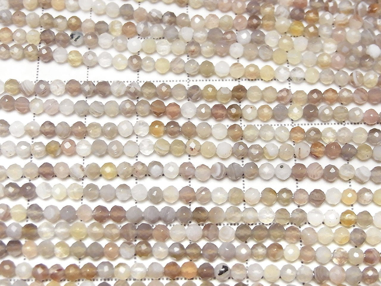 Qualité supérieure ! Perles rondes à facettes en agate du Botswana 3mm, 1 fil (environ 15 pouces/38cm)
