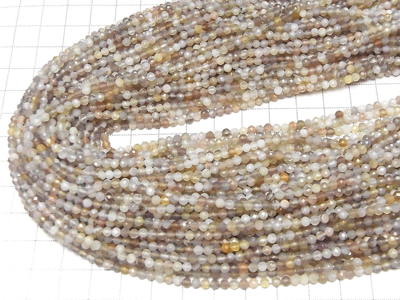 Qualité supérieure ! Perles rondes à facettes en agate du Botswana 3mm, 1 fil (environ 15 pouces/38cm)