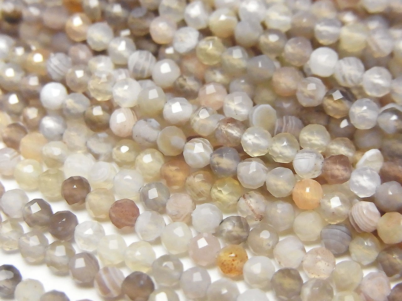 Qualité supérieure ! Perles rondes à facettes en agate du Botswana 3mm, 1 fil (environ 15 pouces/38cm)