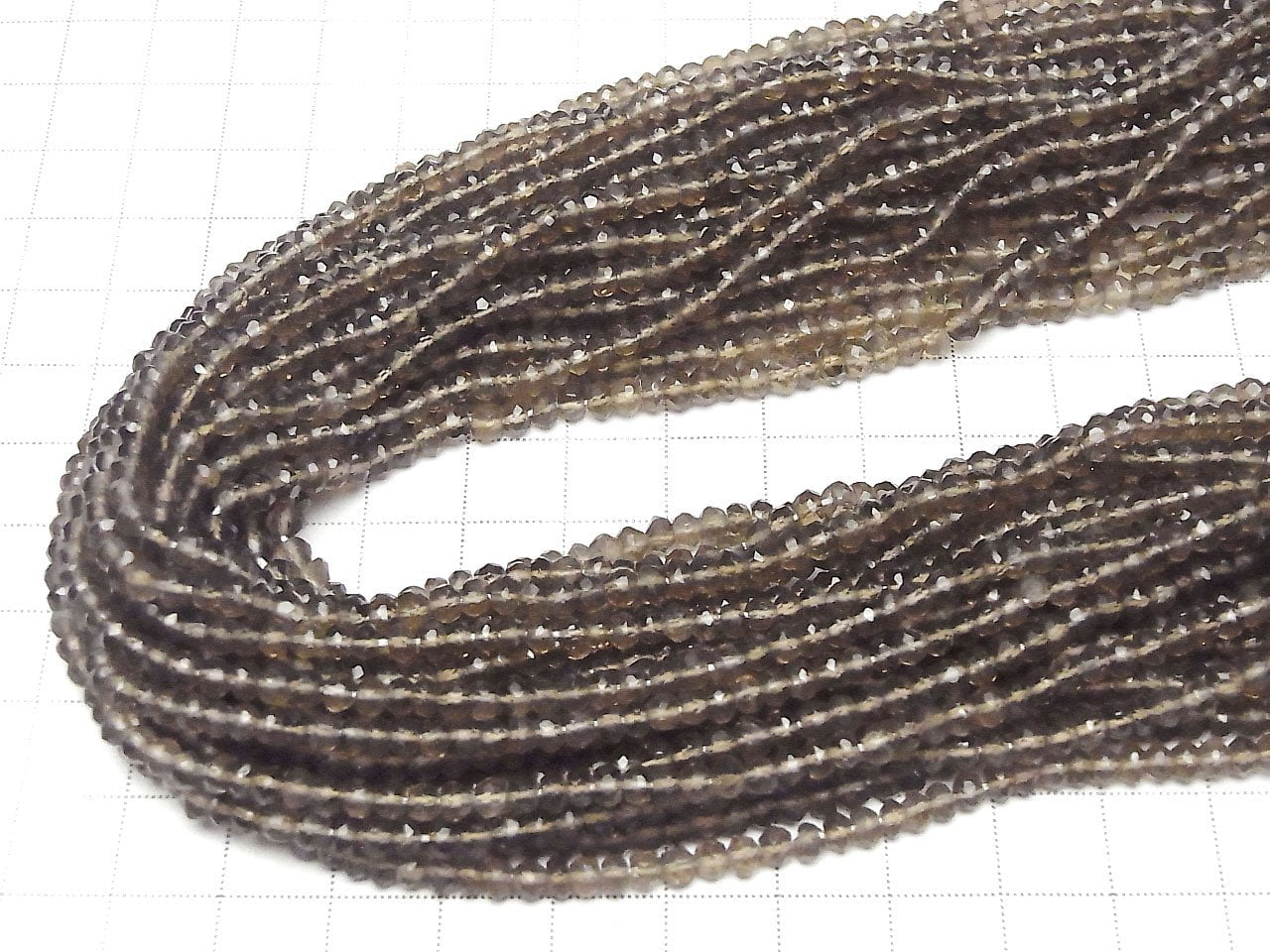 Hochwertiger rauchiger Quarz AAA- facettierte Knopf-Rondelle 1 Strang Perlen (ca. 12 Zoll / 30 cm)