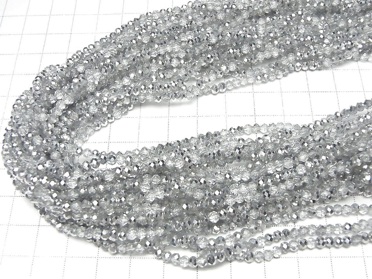 1Strang 1,79 $! Glasperlen Facettierte Knopf-Rondelle 3x3x2mm Silber Halbbeschichtung 1Strang Perlen (ca. 33cm / 13Zoll)