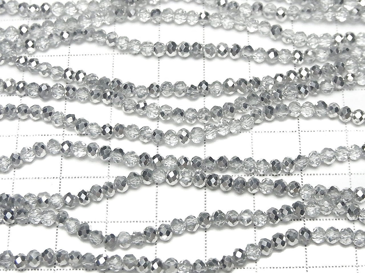 1Strang 1,79 $! Glasperlen Facettierte Knopf-Rondelle 3x3x2mm Silber Halbbeschichtung 1Strang Perlen (ca. 33cm / 13Zoll)