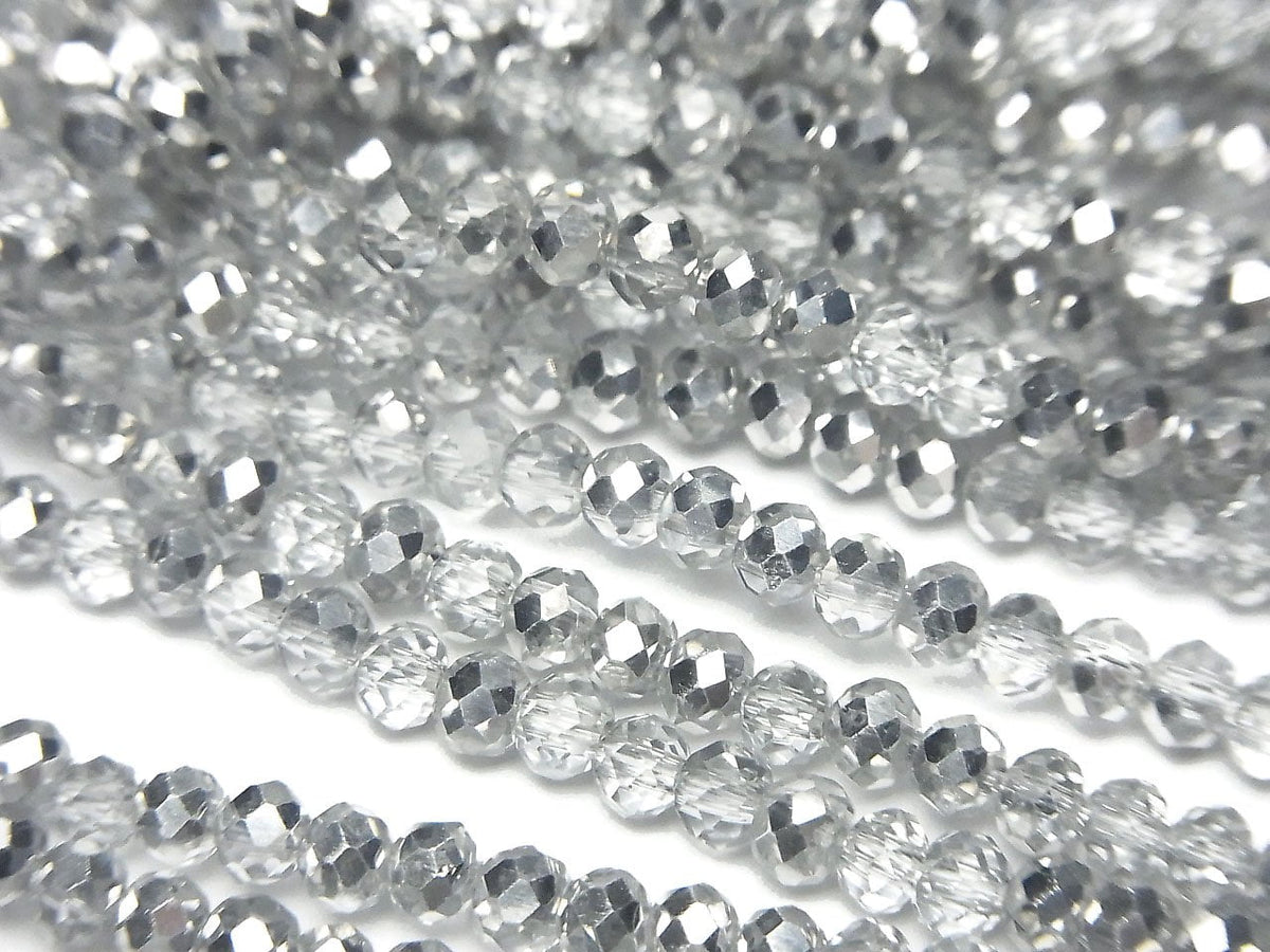 1Strang 1,79 $! Glasperlen Facettierte Knopf-Rondelle 3x3x2mm Silber Halbbeschichtung 1Strang Perlen (ca. 33cm / 13Zoll)
