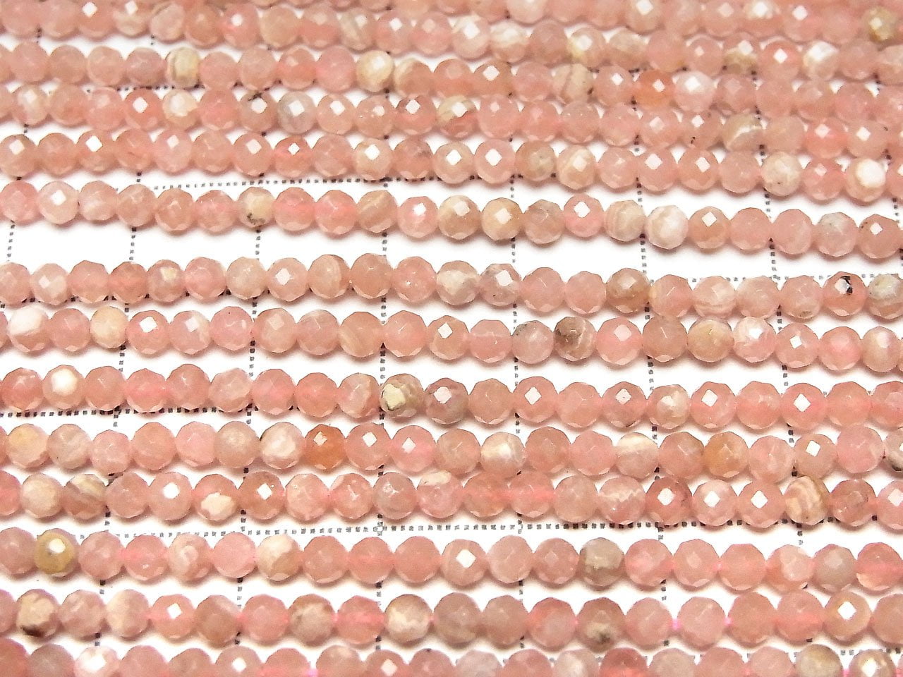 High Quality! Argentina Rhodochrosite AA Faceted Round 3mm 1strand beads (aprx.15inch / 36cm)