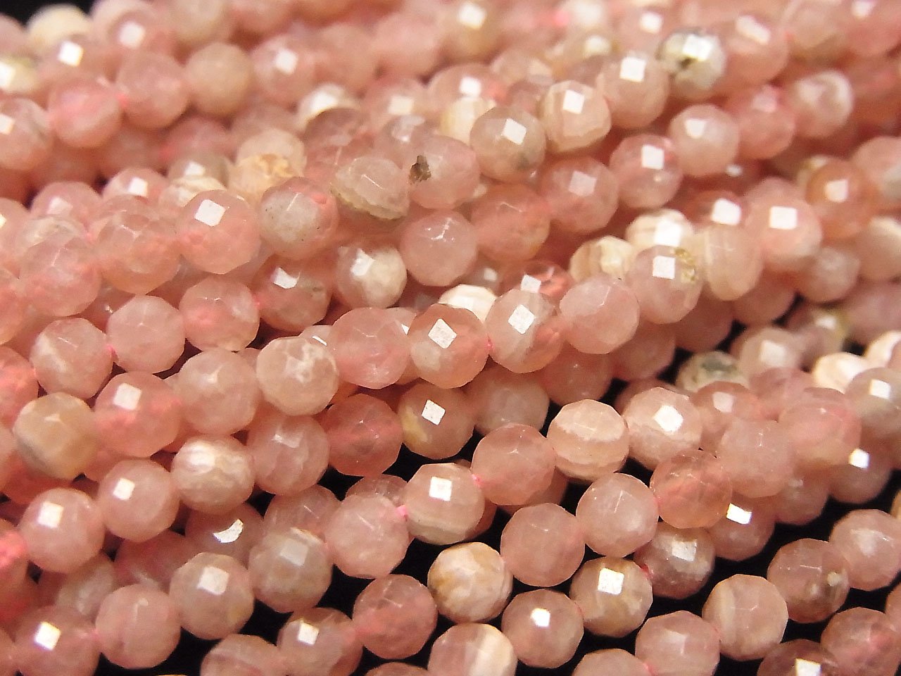 High Quality! Argentina Rhodochrosite AA Faceted Round 3mm 1strand beads (aprx.15inch / 36cm)