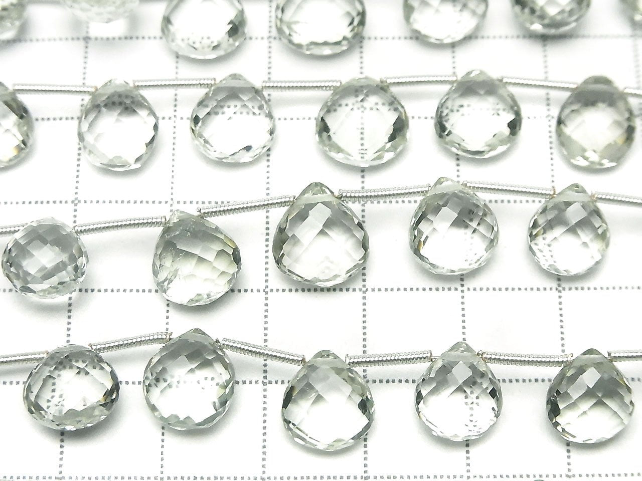 1strand $39.99! High Quality Green Amethyst AAA Chestnut Faceted Briolette 1strand beads (13pcs ).