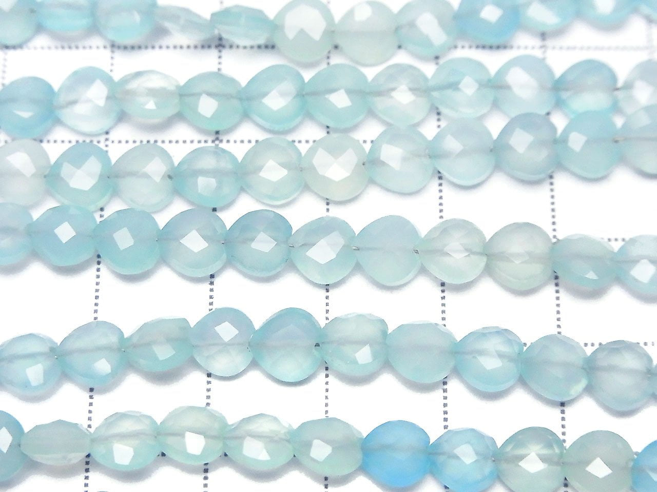 Blue Chalcedony AAA Vertical Hole Heart cut 6x6mm 1strand beads (aprx.6inch / 16cm)