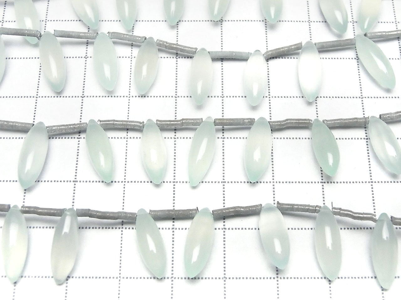 高品質海藍玉髓 AAA 馬眼形米珠 (光滑) 15x5x5mm 1串珠子 (10顆)