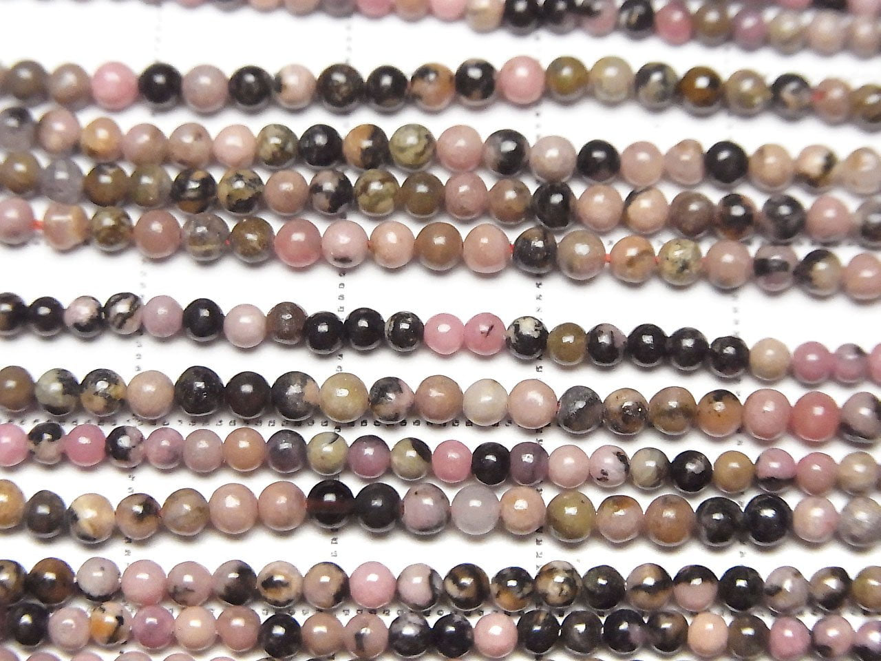 Dendric Rhodonite Round 2mm 1strand beads (aprx.15inch/38cm)