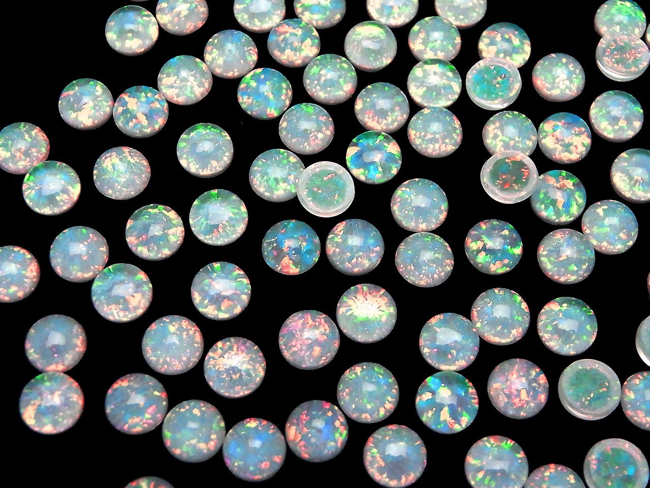 京都蛋白石 x 水晶石英 AAA 級圓形蛋面素面 8x8mm 2顆