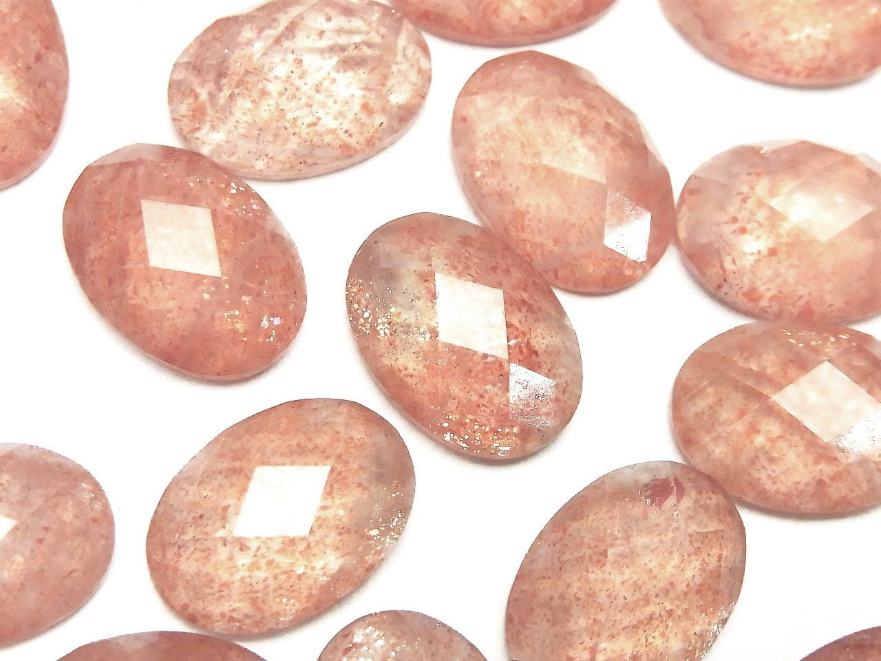 Sunstone x Crystal Quartz AAA Oval Faceted Cabochon 18x13mm 2pcs