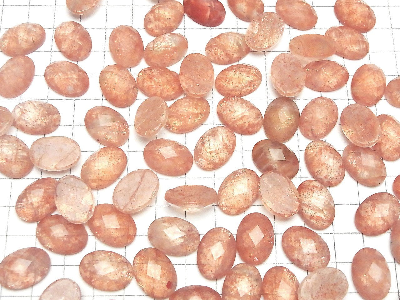 Sunstone x Crystal Quartz AAA Oval Faceted Cabochon 18x13mm 2pcs