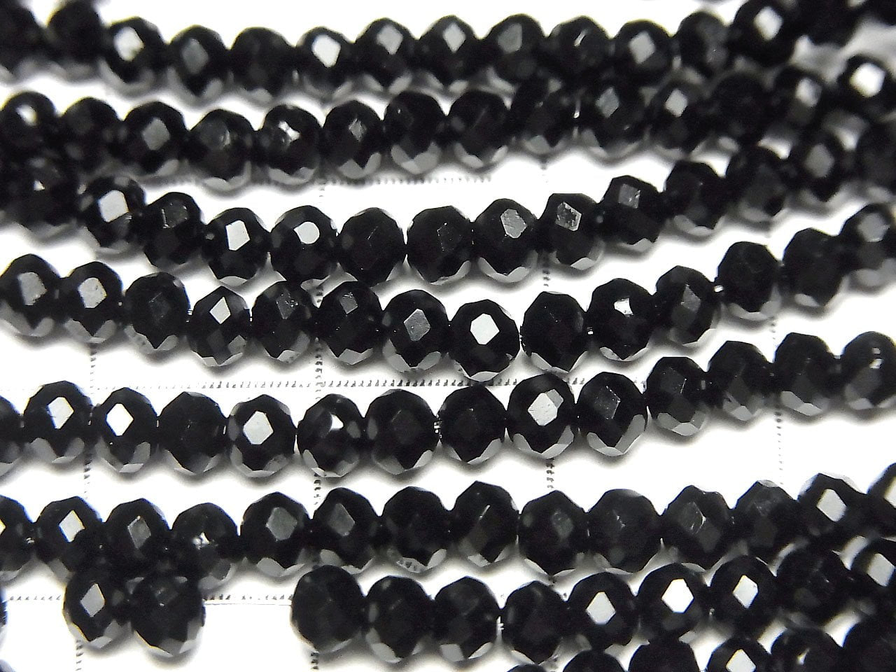 Glass Beads Faceted Button Rondelle 3 x 3 x 2 mm Black 1strand beads (aprx.15 inch / 38 cm)