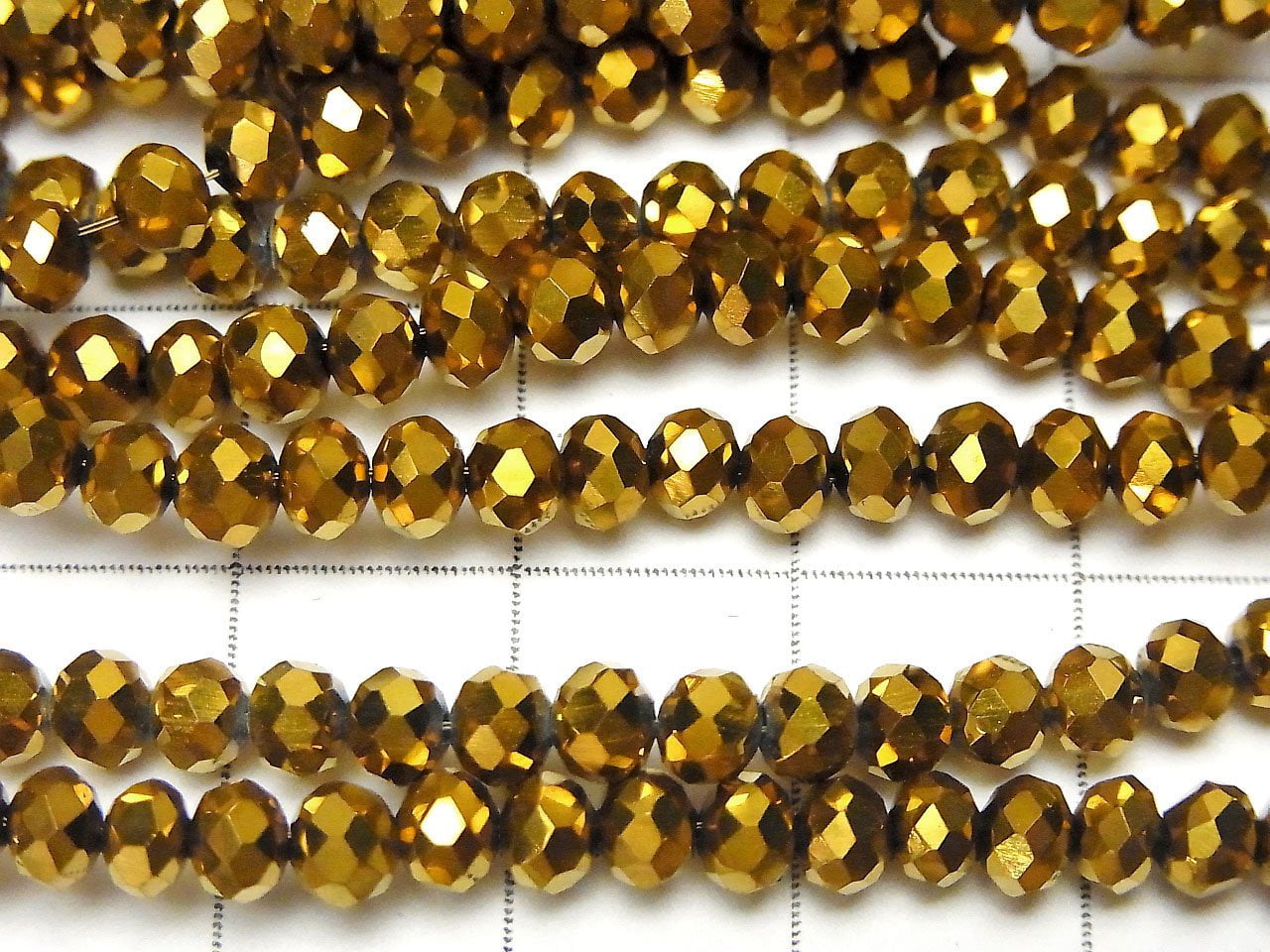 Glass Beads Faceted Button Rondelle 4 x 4 x 3 mm Gold 1strand beads (aprx.17 inch / 42 cm)