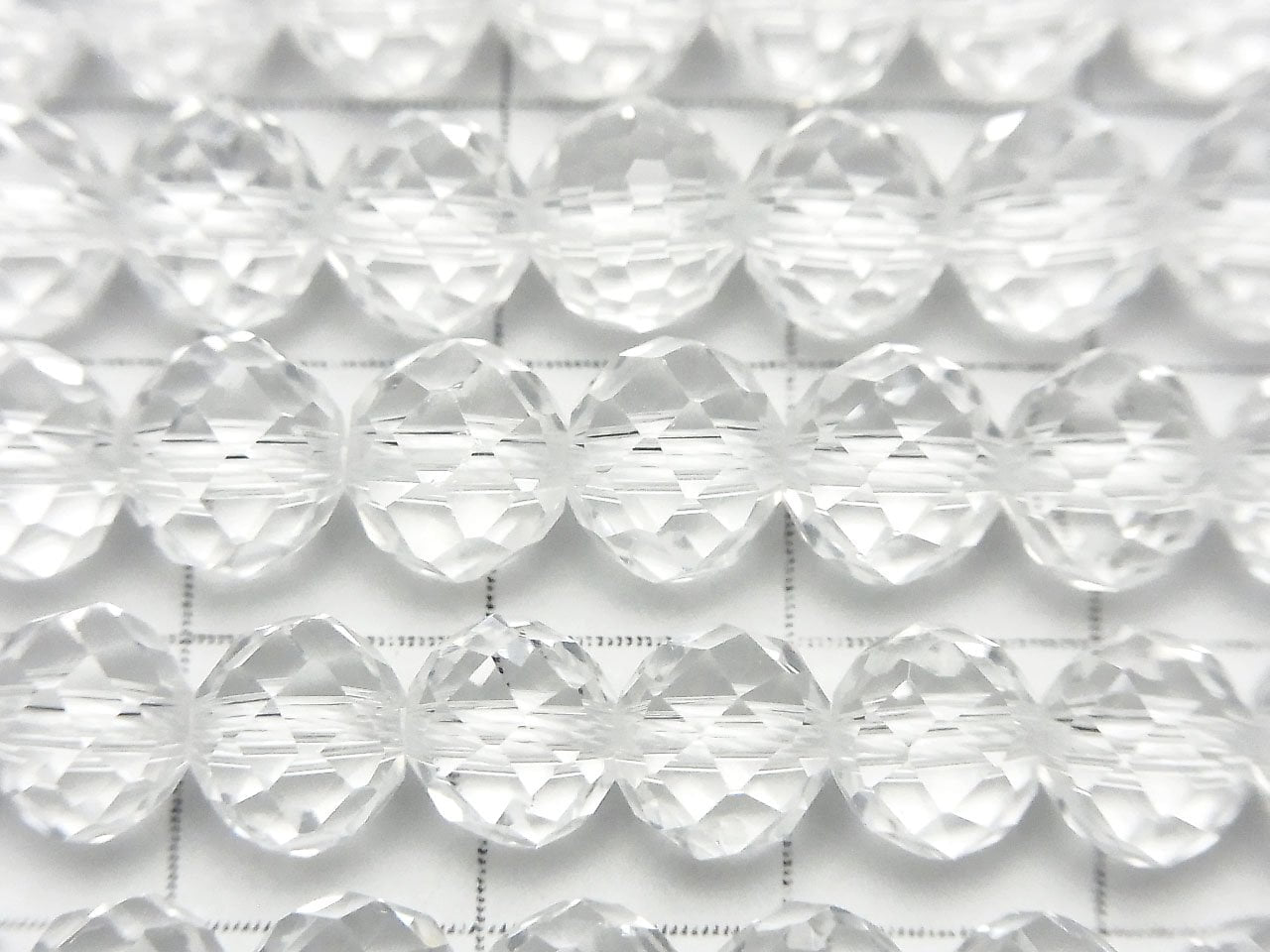 High Quality! Crystal Quartz (Smelted Quartz) AAA 64 Faceted Semi-Faceted Round 8mm 1strand beads (aprx.15inch/36cm)