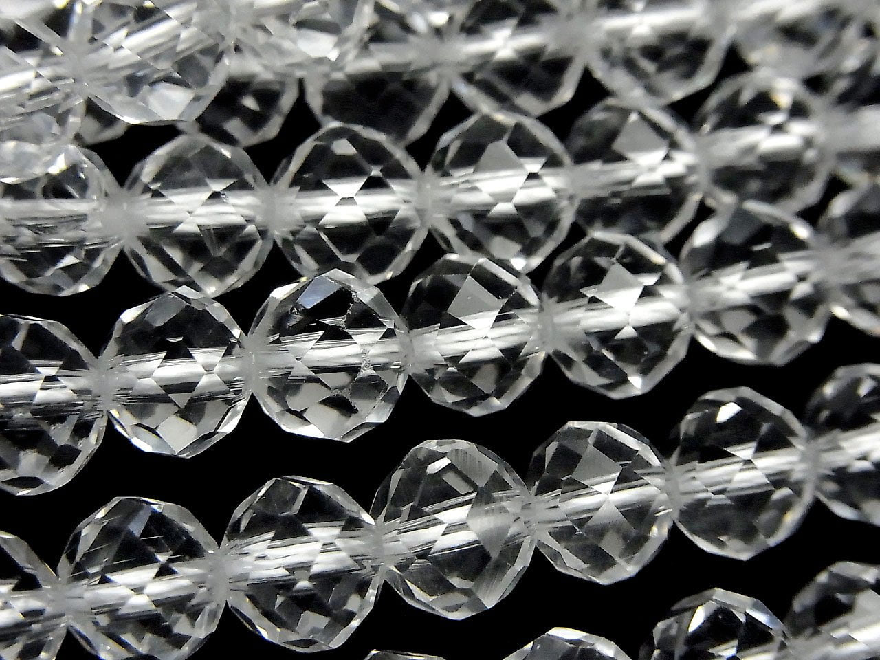 High Quality! Crystal Quartz (Smelted Quartz) AAA 64 Faceted Semi-Faceted Round 8mm 1strand beads (aprx.15inch/36cm)