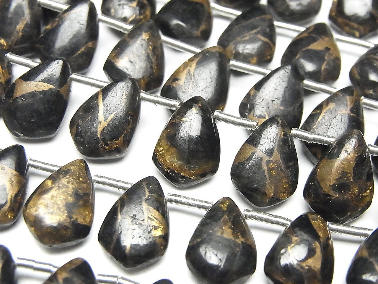 銅曜石 AAA 變形馬眼形 (平滑) 12x8mm 半串或1串珠子 (18顆)