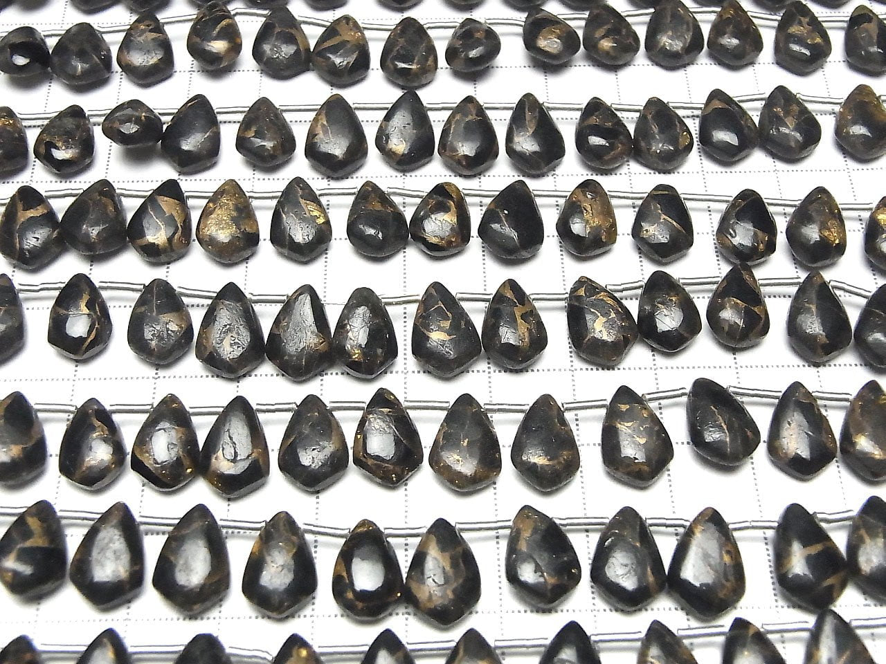 銅曜石 AAA 變形馬眼形 (平滑) 12x8mm 半串或1串珠子 (18顆)