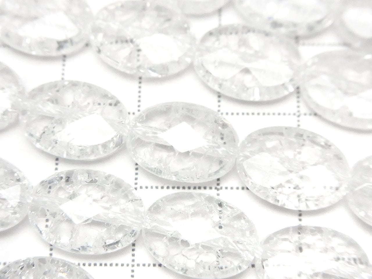 Cracked Crystal Quartz Faceted Oval 14x10x5mm half or 1strand beads (aprx.14inch/35cm)