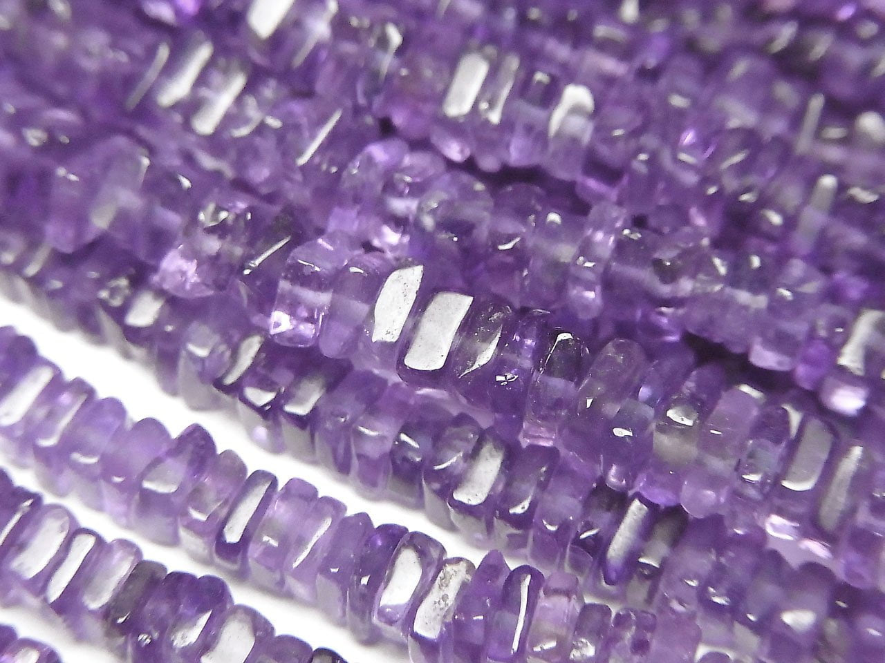 紫水晶 AA++ 方形扁珠 (碟形) 半串或一串 (約15英吋/38公分)