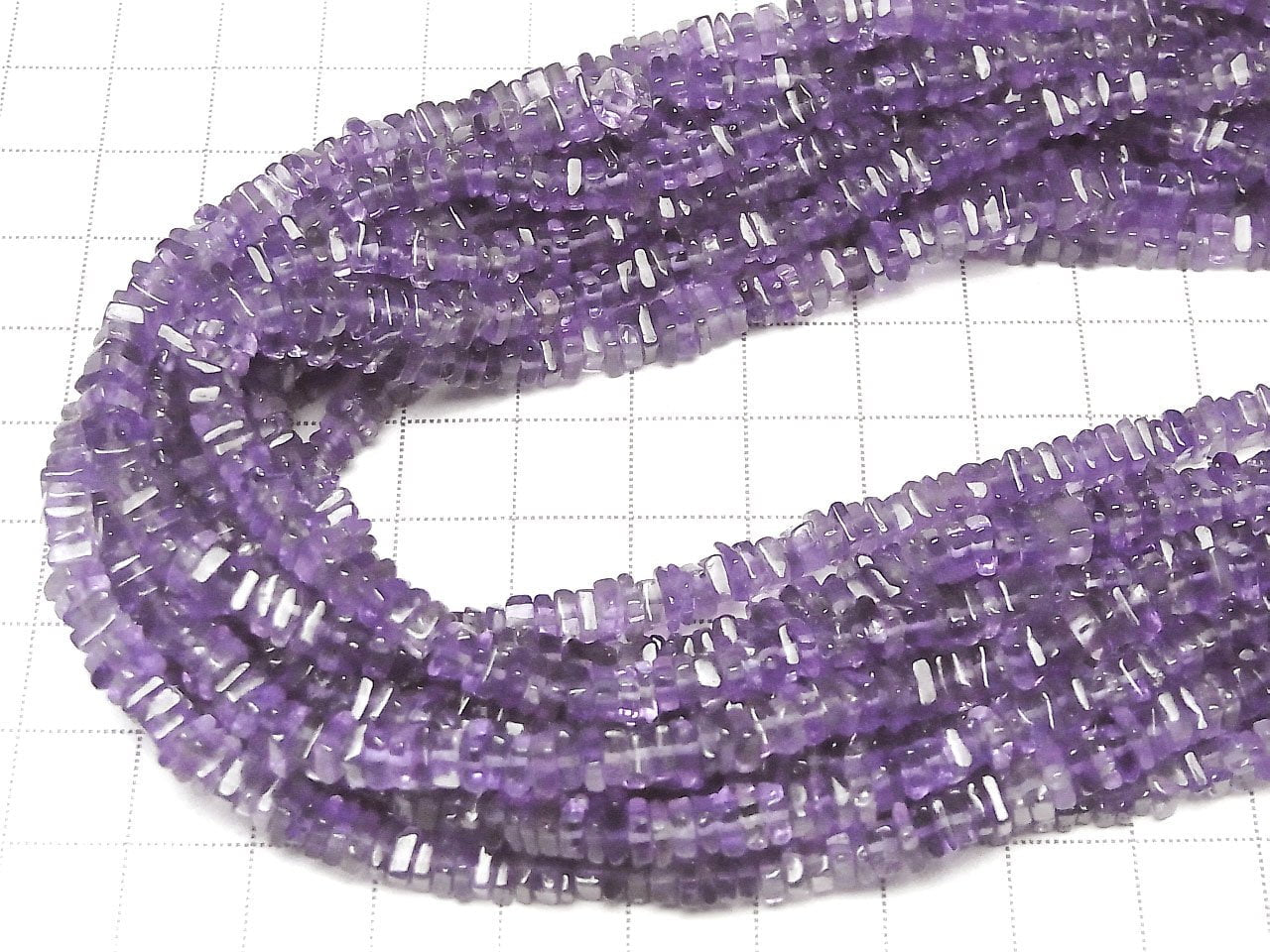 紫水晶 AA++ 方形扁珠 (碟形) 半串或一串 (約15英吋/38公分)