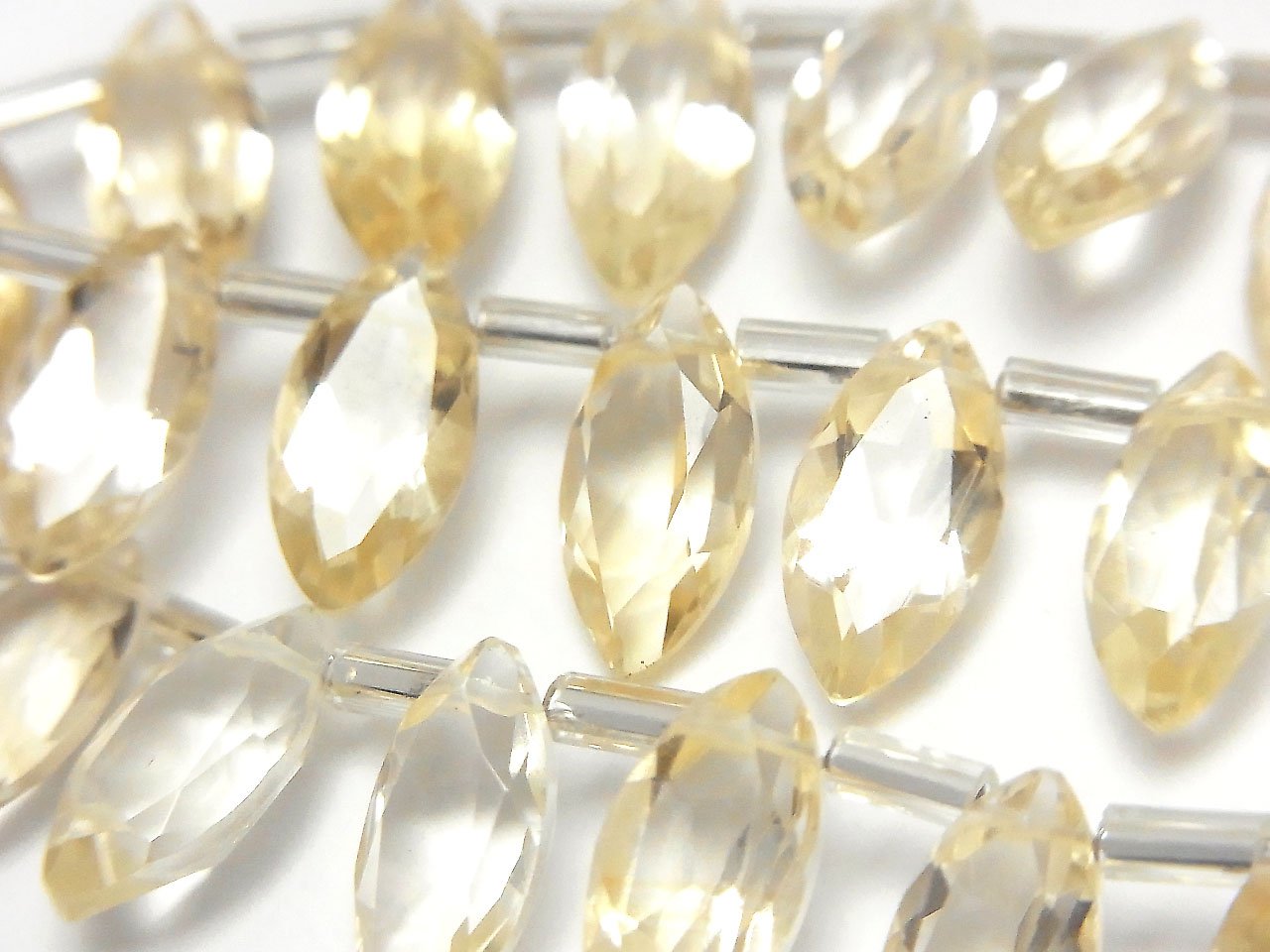 高品質黃水晶 AAA 欖尖形刻面 12x6mm 半串或 1 串珠子 (18 顆)