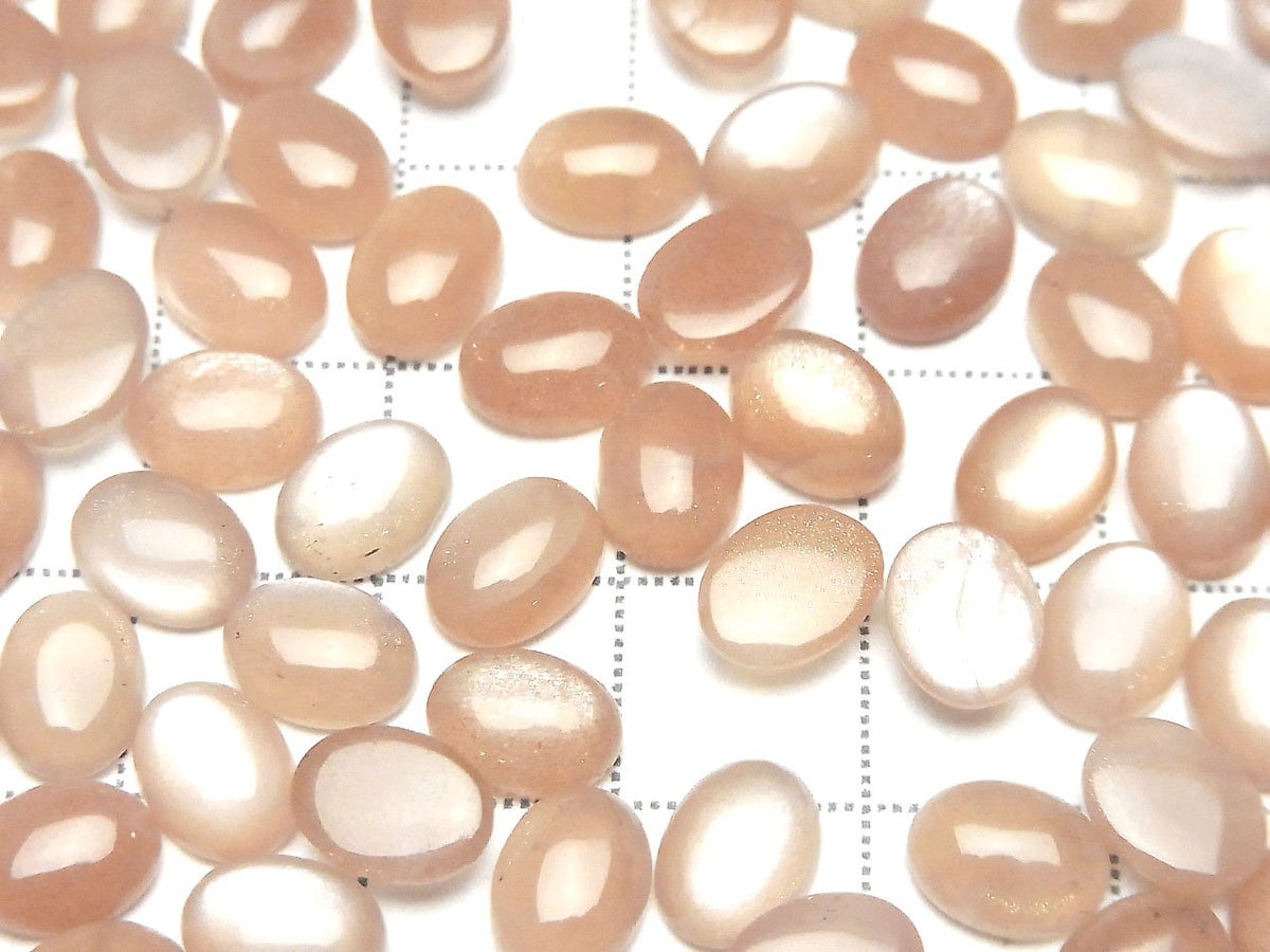 Peach Moonstone AAA- Oval Cabochon 8x6mm 10pcs