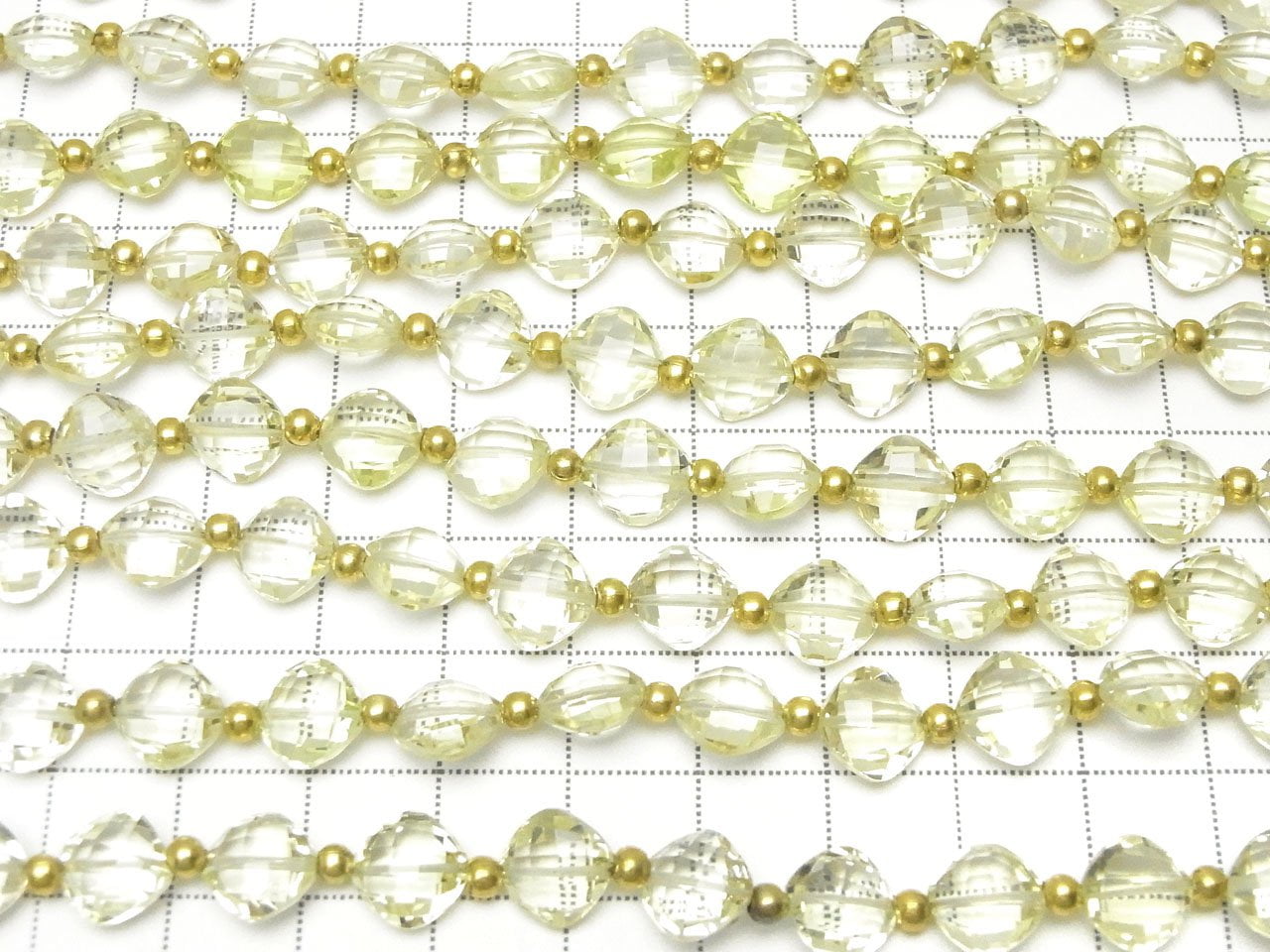 高品質檸檬晶 AAA 鑽石形(墊形切割)9x9 公釐 半串或1串珠子 (18顆)