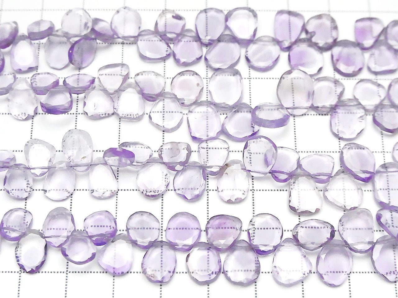 高品質紫水晶 AAA-刻面切片塊料 1串珠子 (約7英吋/18公分)