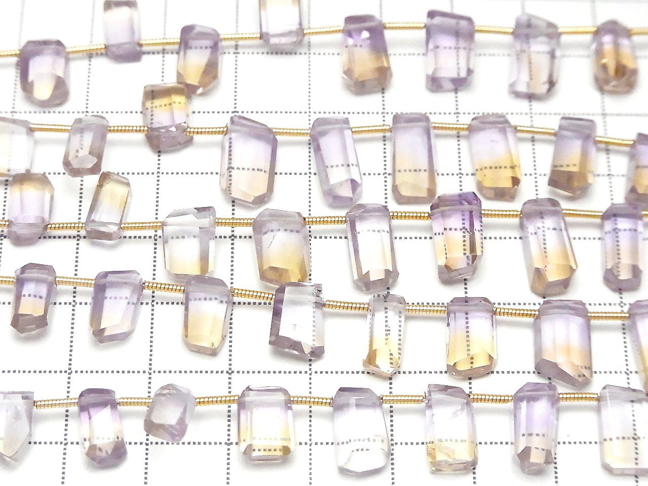 高品質紫黃晶 AAA - 粗糙刻面長方形半串或一串珠子 (16顆)